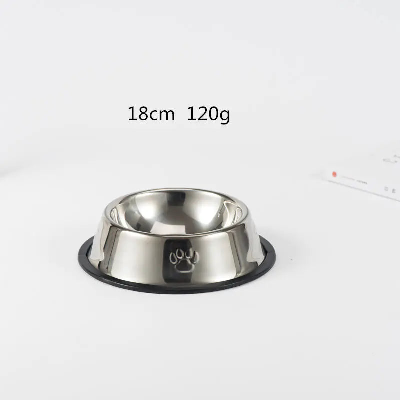 Non-Slip Stainless Steel Dog Bowl with Paw Prints