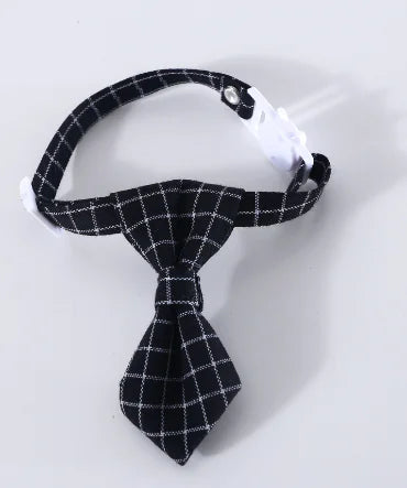 Adjustable British Style Plaid Bow Tie Pet Collar