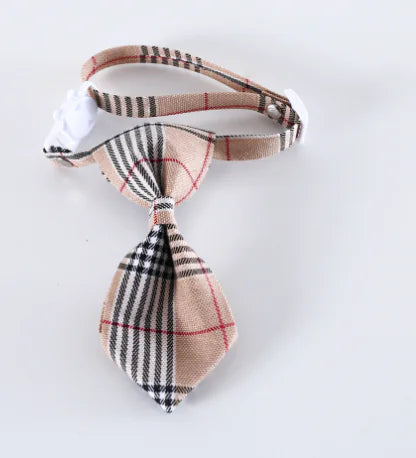 Adjustable British Style Plaid Bow Tie Pet Collar