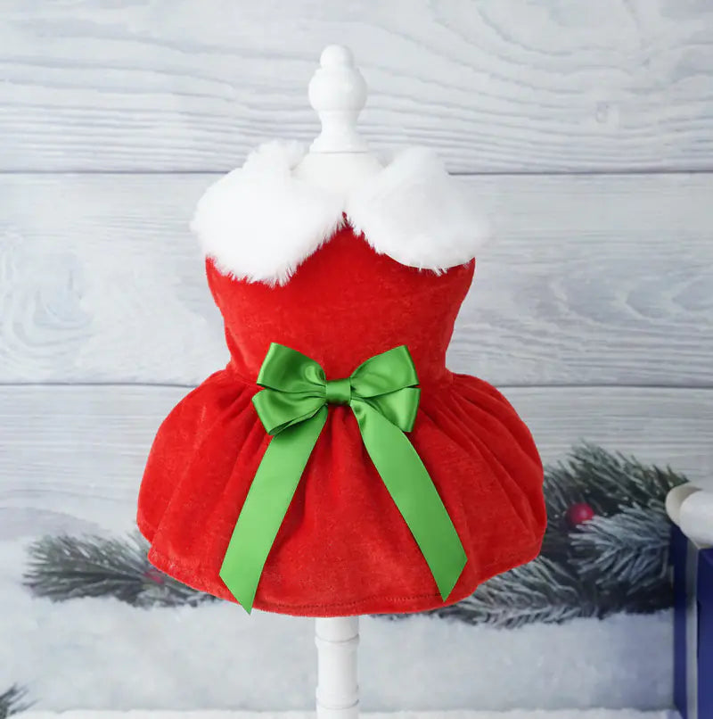Gold Velvet Christmas Pet Dress Up Outfit
