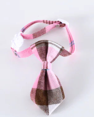 Adjustable British Style Plaid Bow Tie Pet Collar