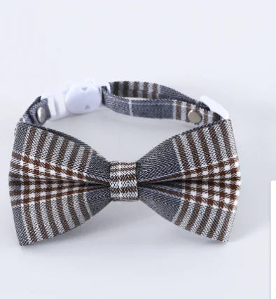 Adjustable British Style Plaid Bow Tie Pet Collar