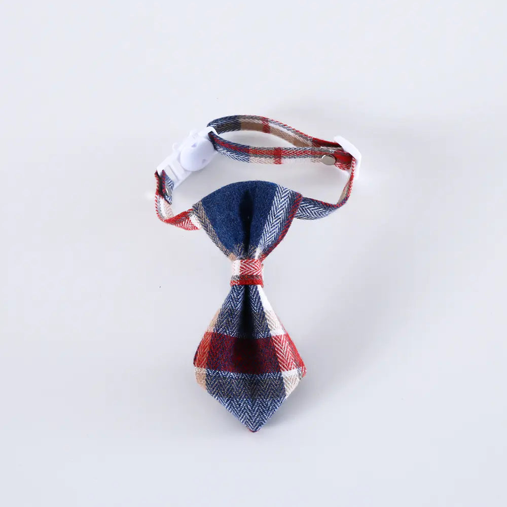Adjustable British Style Plaid Bow Tie Pet Collar