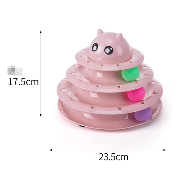 Cat Toy with Three-Tier Tower and Spinning Ball