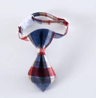 Adjustable British Style Plaid Bow Tie Pet Collar