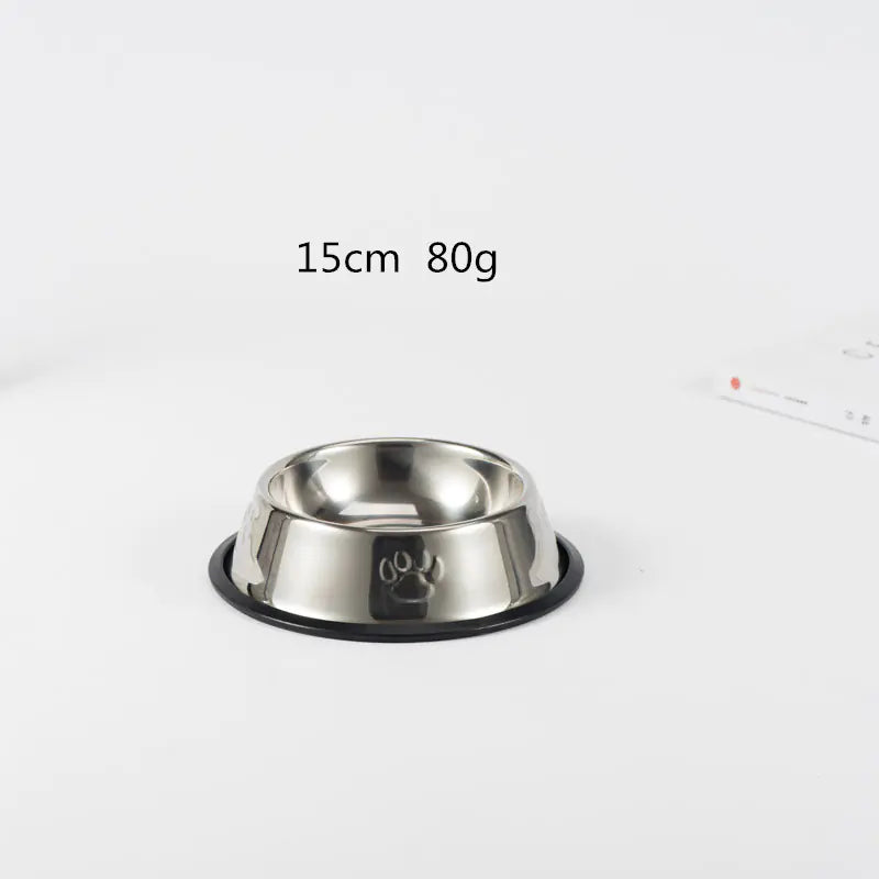 Non-Slip Stainless Steel Dog Bowl with Paw Prints