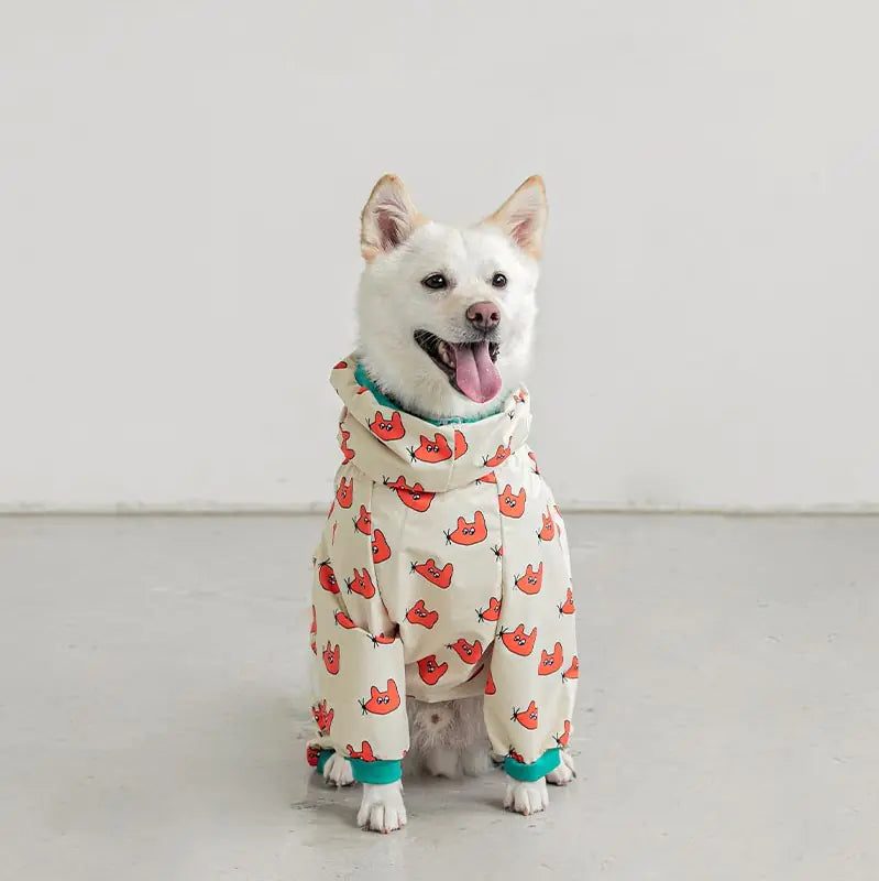Hooded Raincoat for Dogs - Fashionable Four-Legged Design