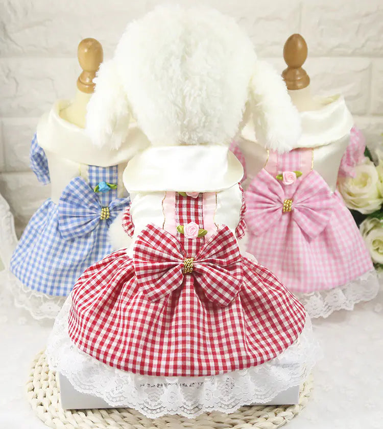 British Style Cotton Plaid Dog Clothes