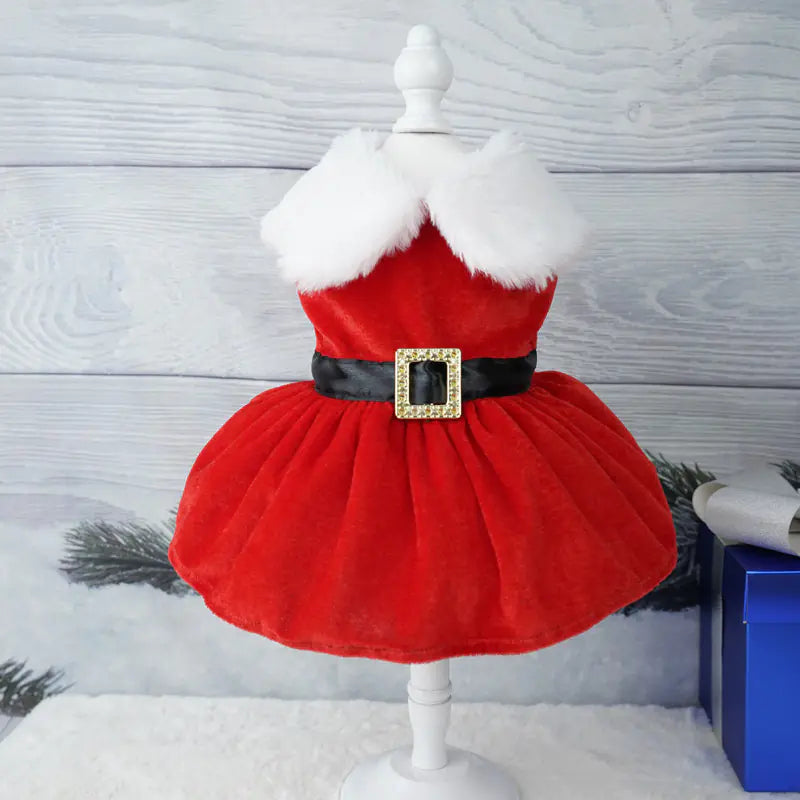 Gold Velvet Christmas Pet Dress Up Outfit